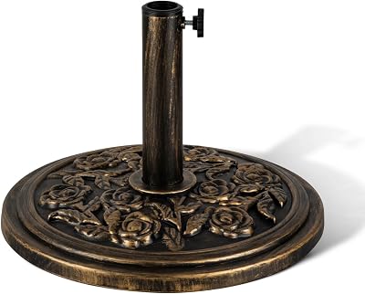Keplin 9kg Cast Iron Effect Parasol Base with Floral Pattern 45mm Bronze