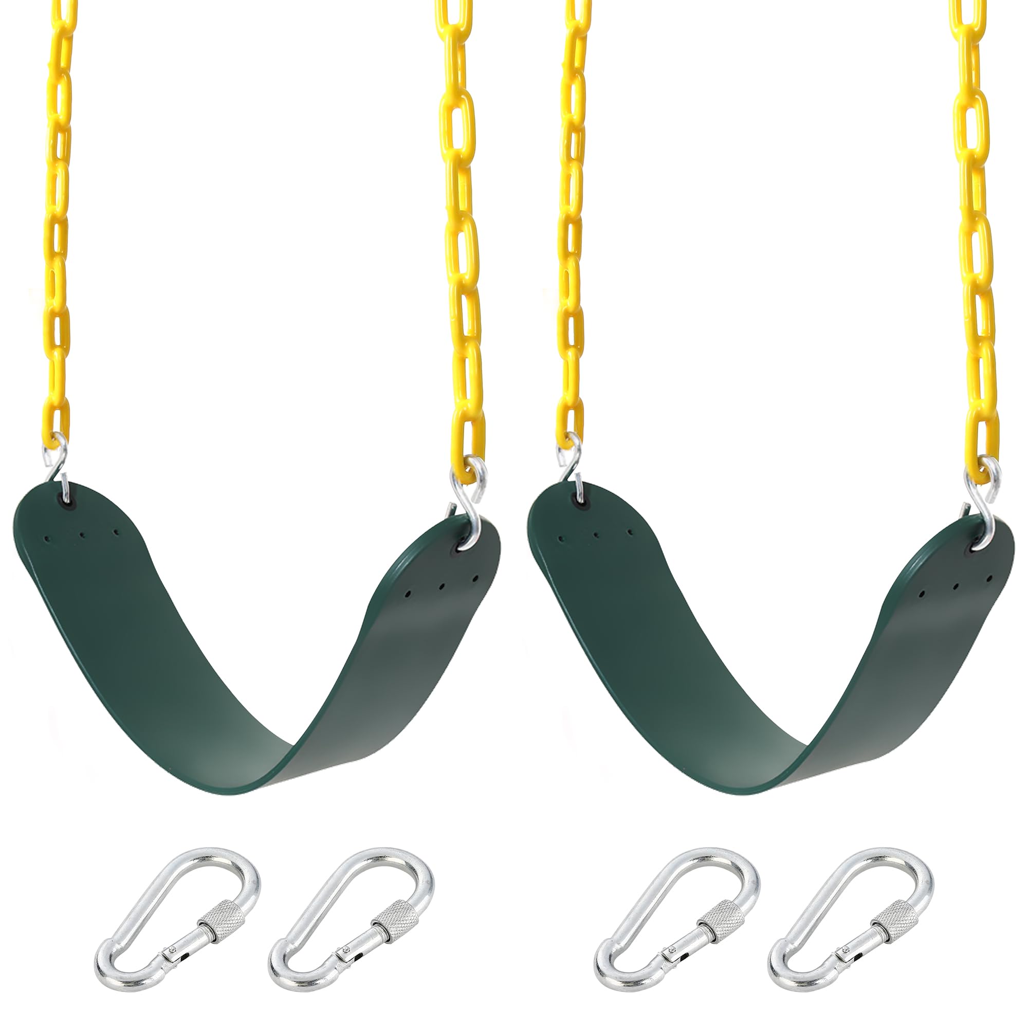 Take Me Away 2-Pack Heavy Duty Swing Seat with 66" Anti-Rust Chains & Quick-Connect Snap Hooks, 500lb Capacity Replacement Swing Set for Outdoor Playgrounds & Backyards