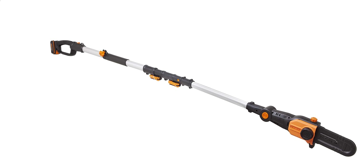 WORX Cordless 18V(20V Max) 20cm Pole Chain Saw,WG349E Telescopic Chainsaw with 2Ah Lithium-Ion Battery and Charger, 3.6m Cutting Height
