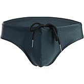 Summer Code Mens Solid Swim Briefs Drawstring Bikini Sport Swimsuit