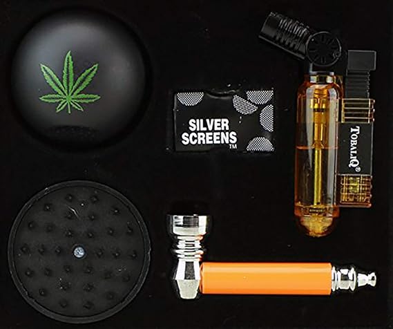 GYD XL Bang Geschenkset Grinder 4-TLG - Profi Raucher & Kiffer Set im Box/Geschenkverpackung - Raucherset Zubehör - Grinder, 