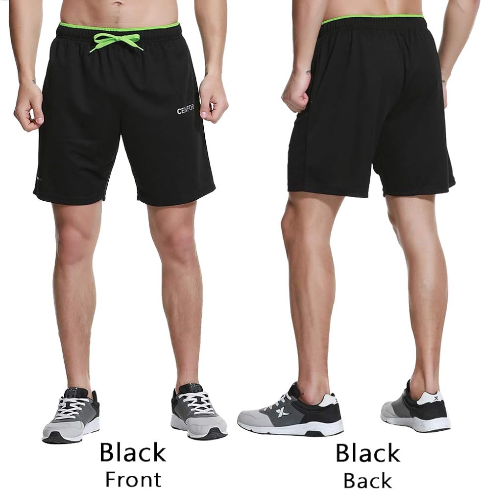 CENFOR Men's 7" Athletic Workout Shorts with Pockets Drawstring Quick Dry Breathable Active Training Shorts: Clothing