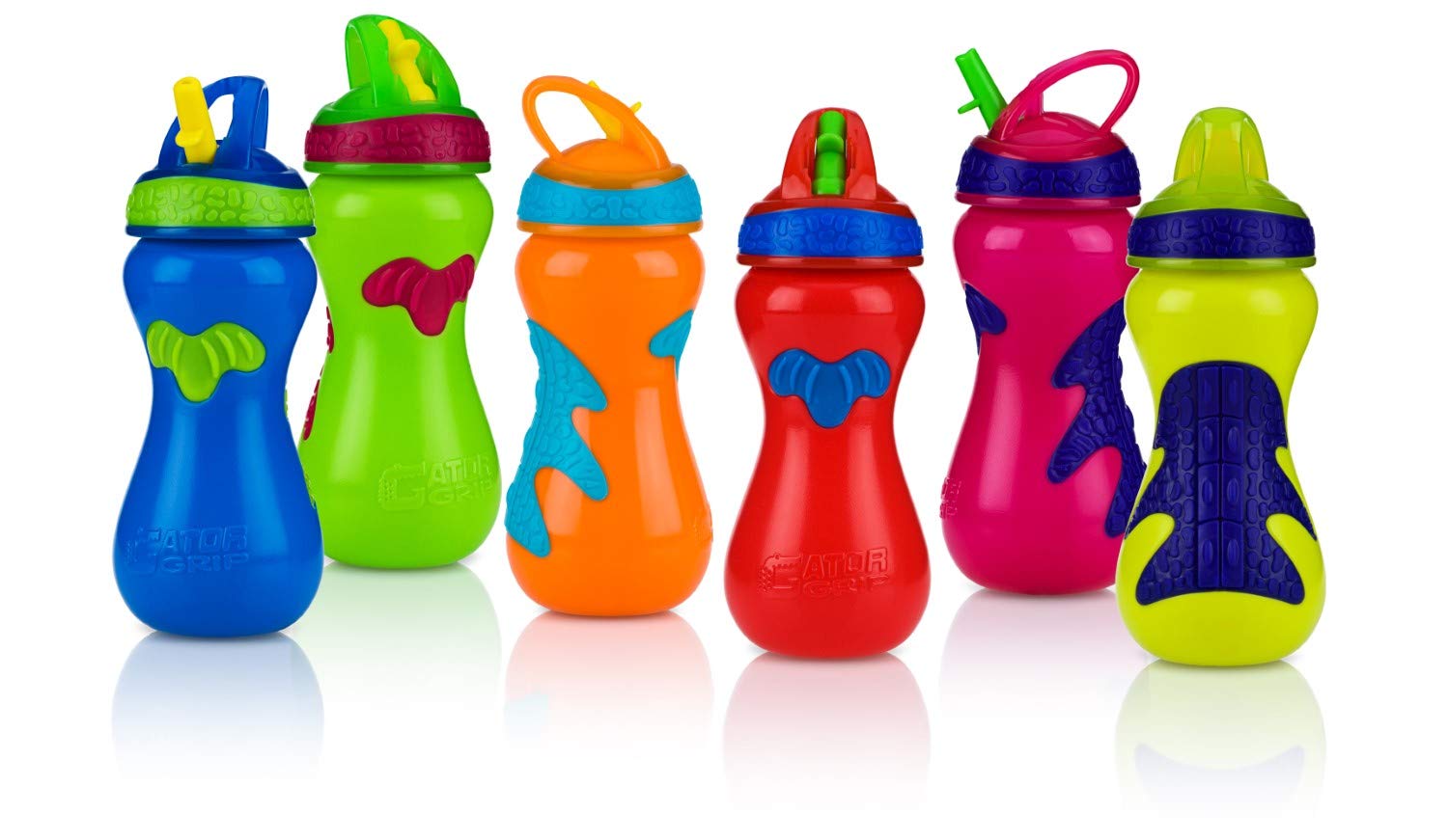 Nuby Gator Grip ID1275 Child's Sports Bottle with Built-in Drinking Straw 450 ml