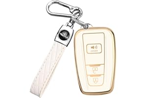 MILD EAST for Toyota 4Runner Key Fob Cover with Keychain, Soft TPU Full Protection Key Case Shell Compatible with 2016-2025 RAV4 Camry Prius Prado Highlander Avalon C-HR Corolla GT86, 3 Button (White)