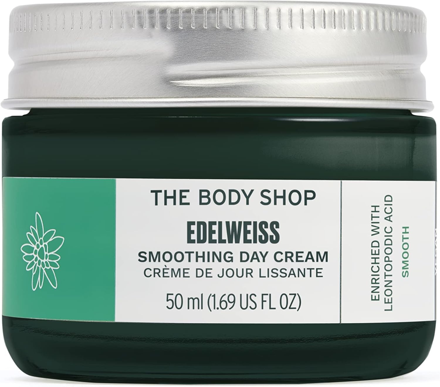 The Body Shop Edelweiss Smoothing Day Cream (1x 50ml), Lightweight Face Cream for 48hr Hydration, Skin Looks Smoother & Plumped with Moisture, Enriched with Edelweiss Extract & Moringa Oil — image 1