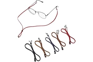 Fuyamp PU Leather Eyeglass Strap Adjustable, 5pcs Multi-Color Glasses Strap Chains Spectacles Cord Sports Sunglass String Lan