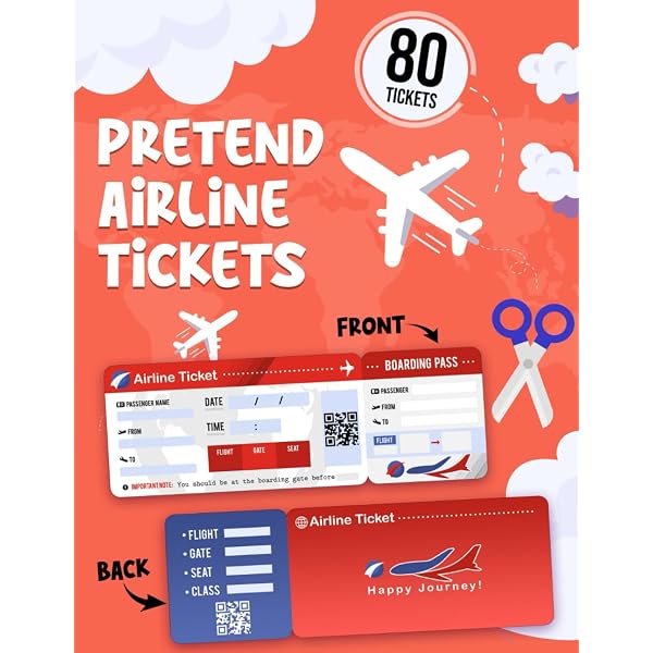 pretend-airline-tickets-book-fake-airplane-ticket-to-play-for-your-child-s-airlines-contains-80-premium-coloured-tickets-editions-mekkipretende-amazon-com-books