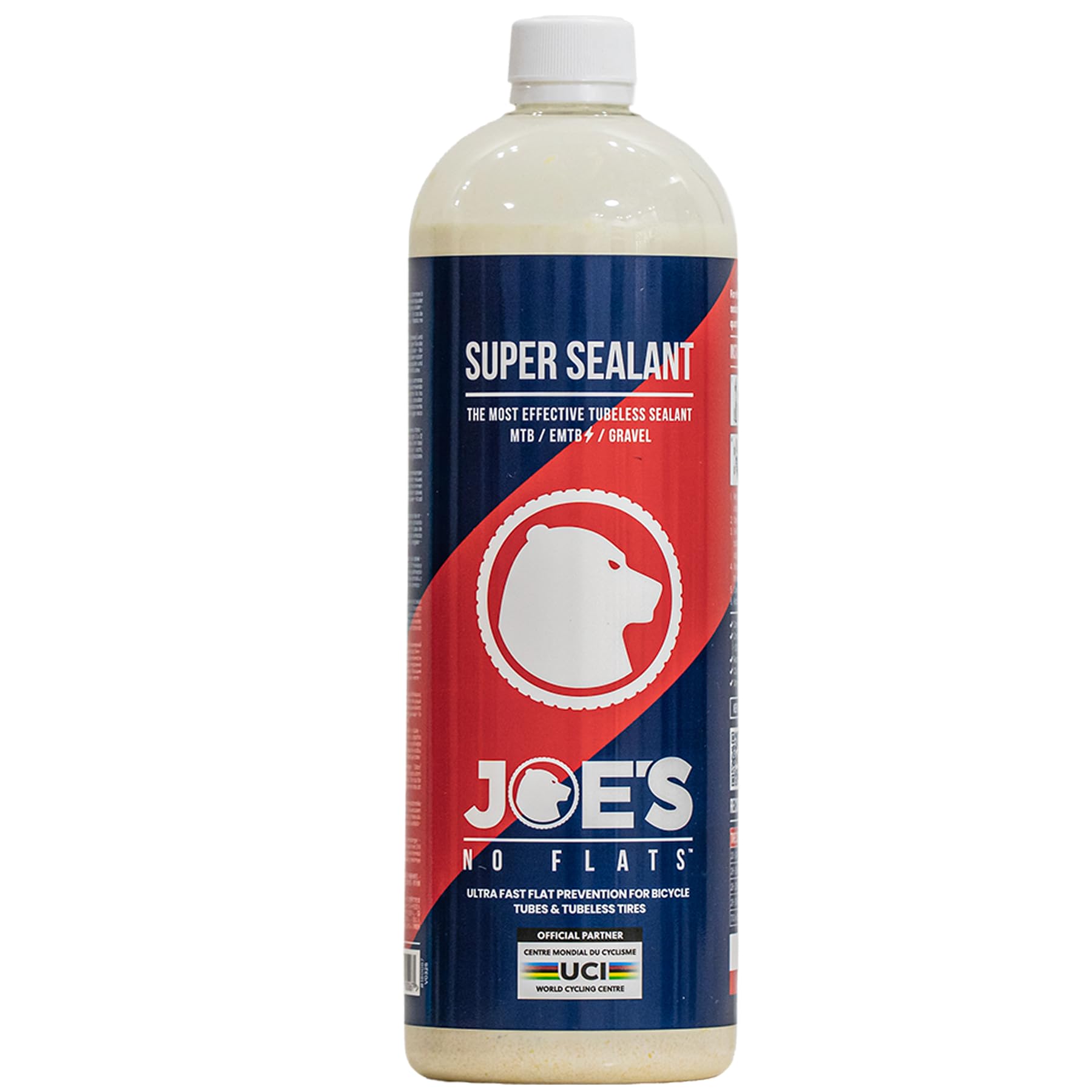 JOE'S NO FLATS Super Sealant - Gravel and MTB Bike Tires - Ultra-Fast Sealing for Tubeless and Inner Tubes | for Holes up to 0.25 Inches | Ready to Use Effective Puncture Seal,1000ml
