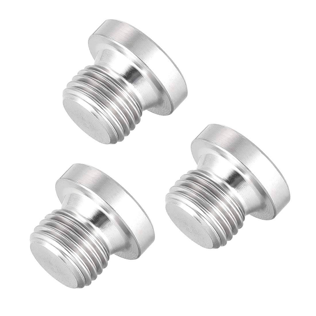 sourcing map Countersunk Plug Internal Hex Head Socket with Flange - M10 X 1 Male Stainless Steel Pipe Fitting Thread 3Pcs