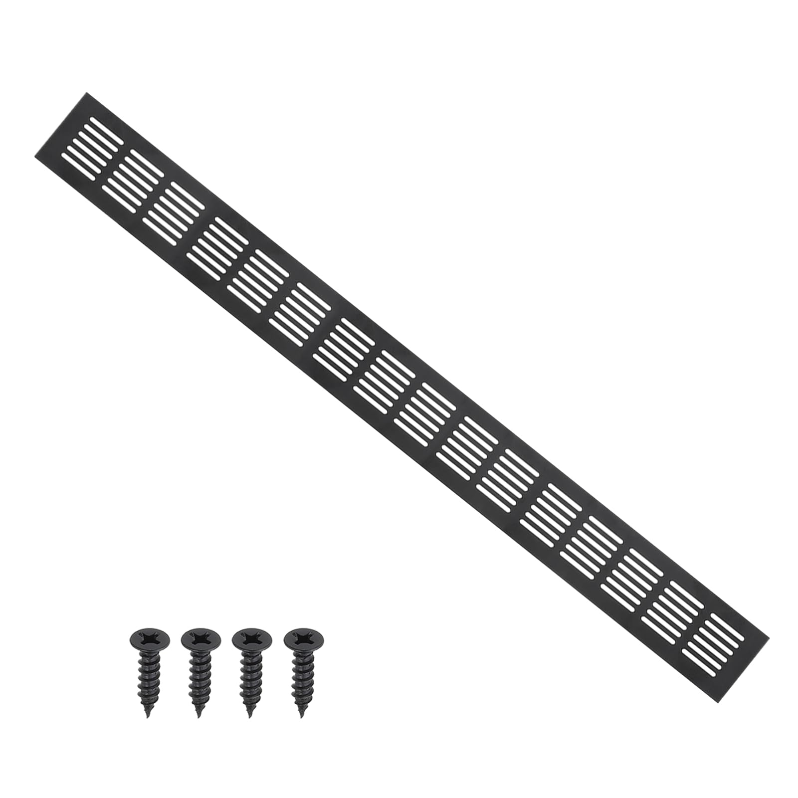 PATIKIL 23.6 x 2.4 Inch Door Air Vent Cover, Aluminum Grille Ventilation Cover Louvered with Mounting Screws for Cabinet Wardrobe Door, Black