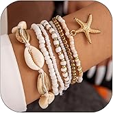 Long tiantian Shell Bracelets for Women Boho Layered Beaded Bracelets Starfish Bracelet Summer Beach Bracelet Stuff Jewelry Accessories for Women