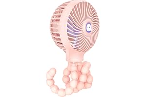 TRELC Mini Stroller Fan, 19H Ultra-long Battery Life, Personal Handheld Clip on Portable Rechargeable Fan with Flexible Tripod, Gift for Children Baby Office Room Car Travel BBQ Gym (Pink)