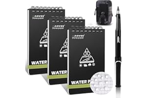 MOWEE Waterproof Notebook set of 5，3 x 5 Stone Paper Pocket Notepads，Portable All Weather Notebooks for Indoor & Field Police