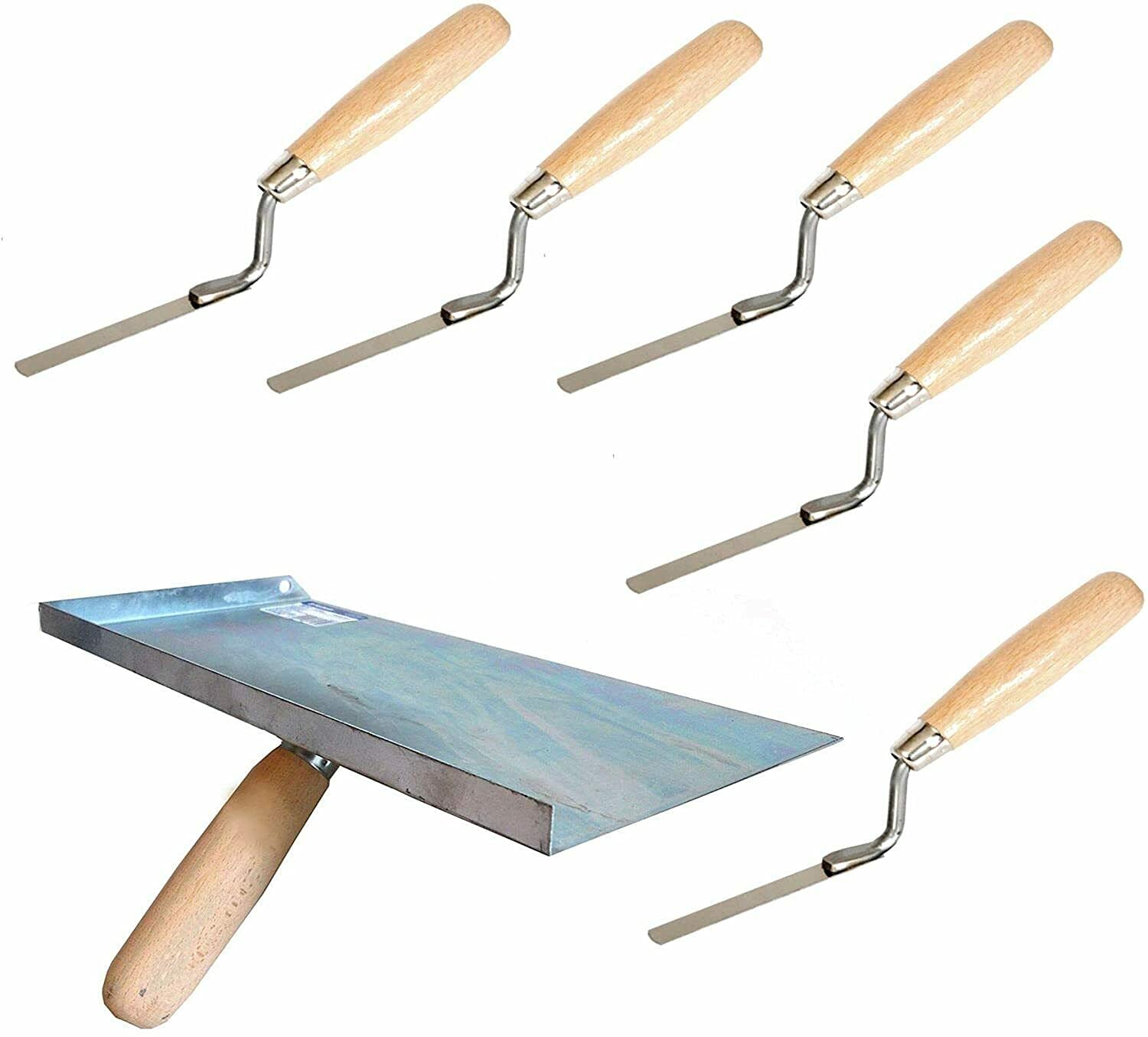 Pointing Brickwork Hawk & 5 x Finger Trowels Set, Jointing Brick Gaps Fill Fix Repair Tools DIY