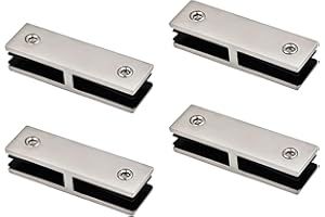 FLJDOUMAI Glass Railing Clamp Stainless Steel 304-180° Double Clamps for Home/Park/Mall/Swimming Pool Glass Clamp, Wire Drawn Surface Bracket (4-Pieces)