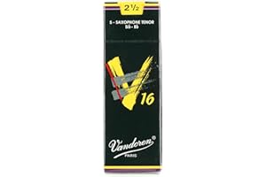Vandoren SR7225 Tenor Sax V16 Reeds Strength 2.5; Box of 5, Black