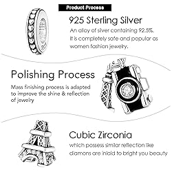 VALGACLS Eiffel Tower Camera Charms 925 Sterling