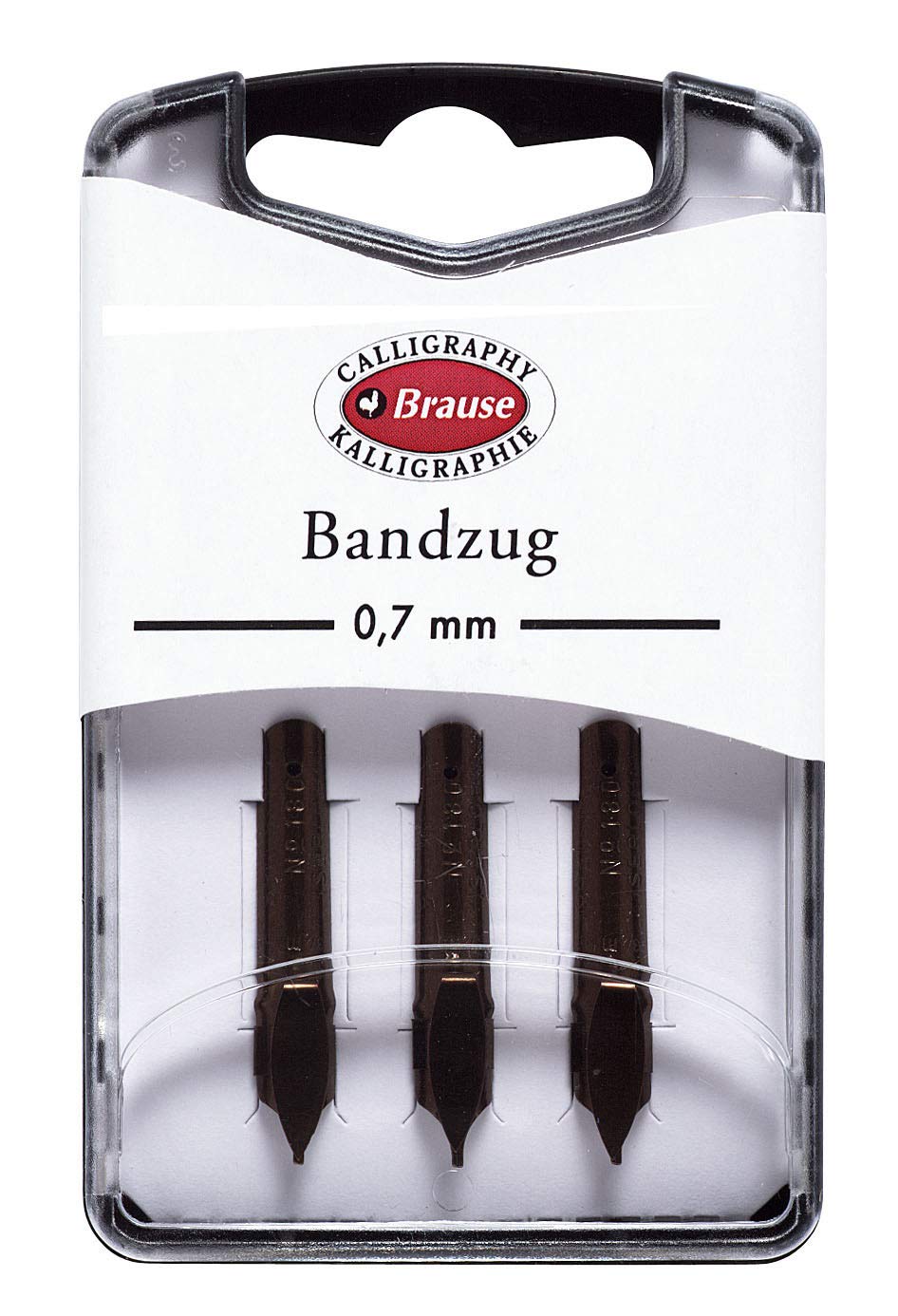 Brause 318007B - Calligraphy nibs for penholder - Box of 3 metal Bandzug nibs - Size 0.7 mm - Manufactuered in Germany - Drawing - Writing - Creative Tools