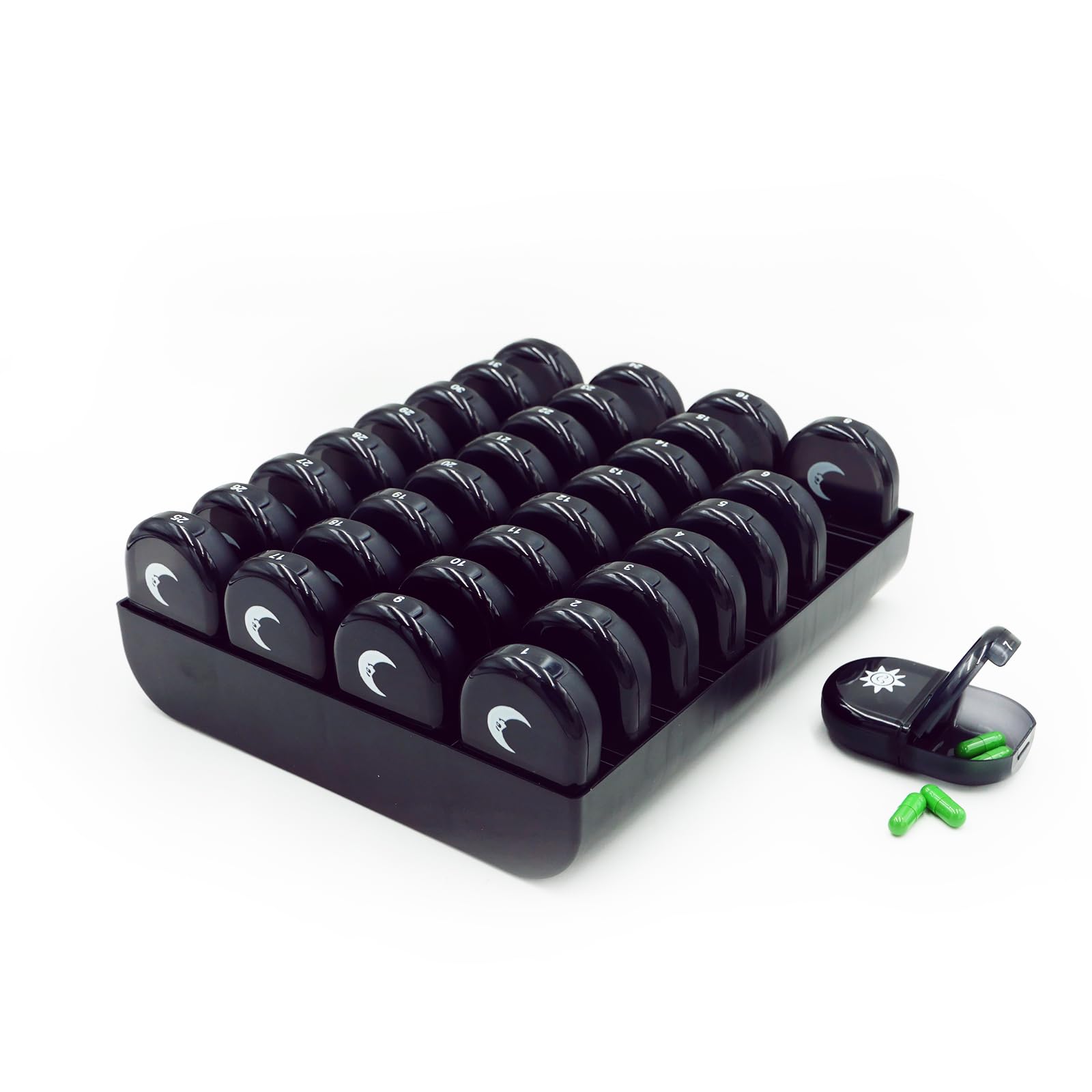 Photo 1 of XL Monthly Pill Organizer 2 Times A Day, AM/PM One Month Pill Box 28 Day,Daily Pill Case Large 4 Week Big Compartments for Pills Vitamin Fish Oil Supplements (Black)