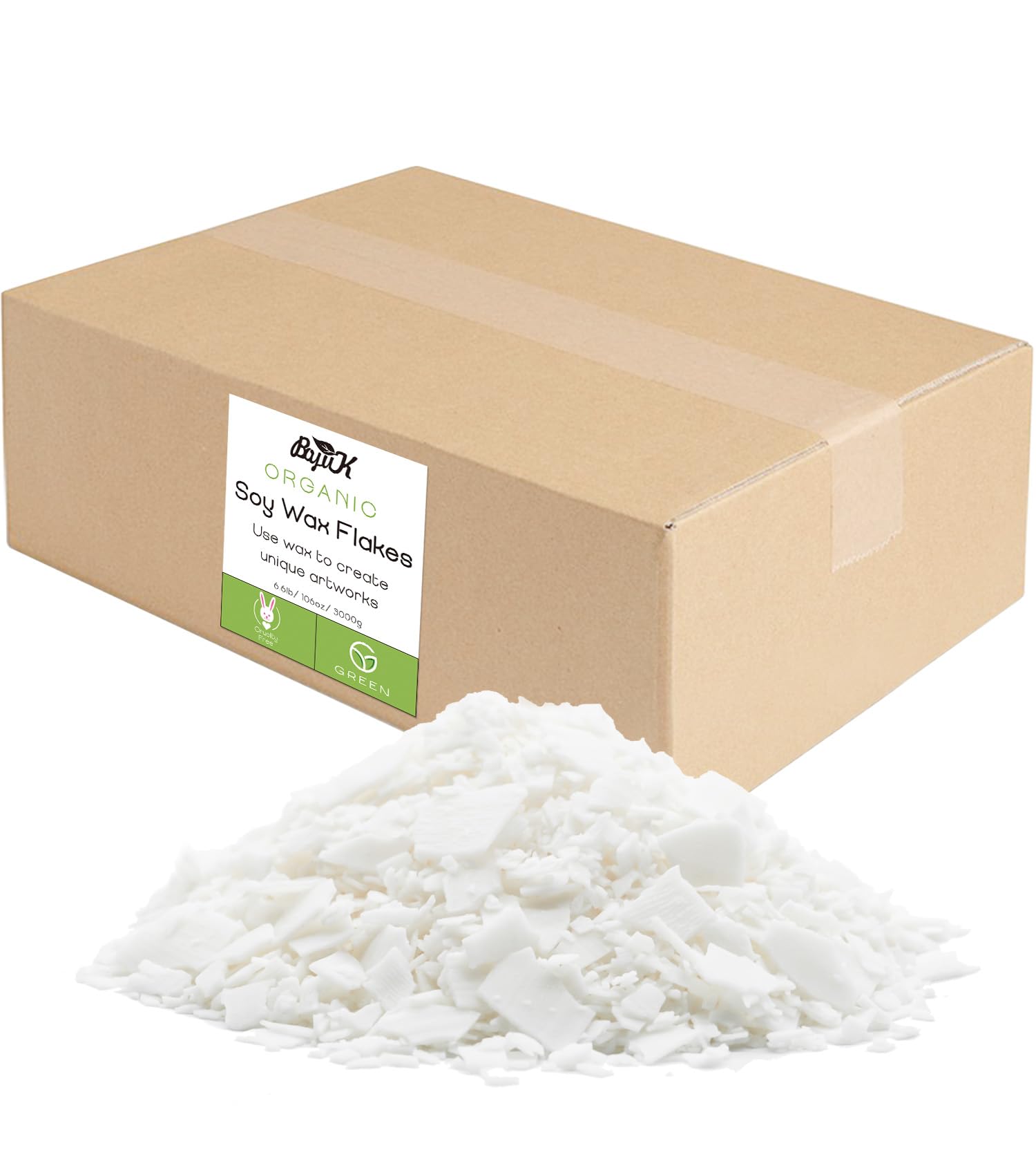 Soy Wax Flakes 3KG, BOYUJK Premium Natural Candle Wax, 100% Soy Wax for Candle Making from Organic Farm, No additives, Harmless and Pure