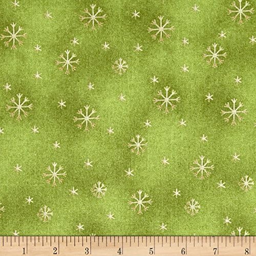All Things Christmas Snowflake Green Fabric By The Yard