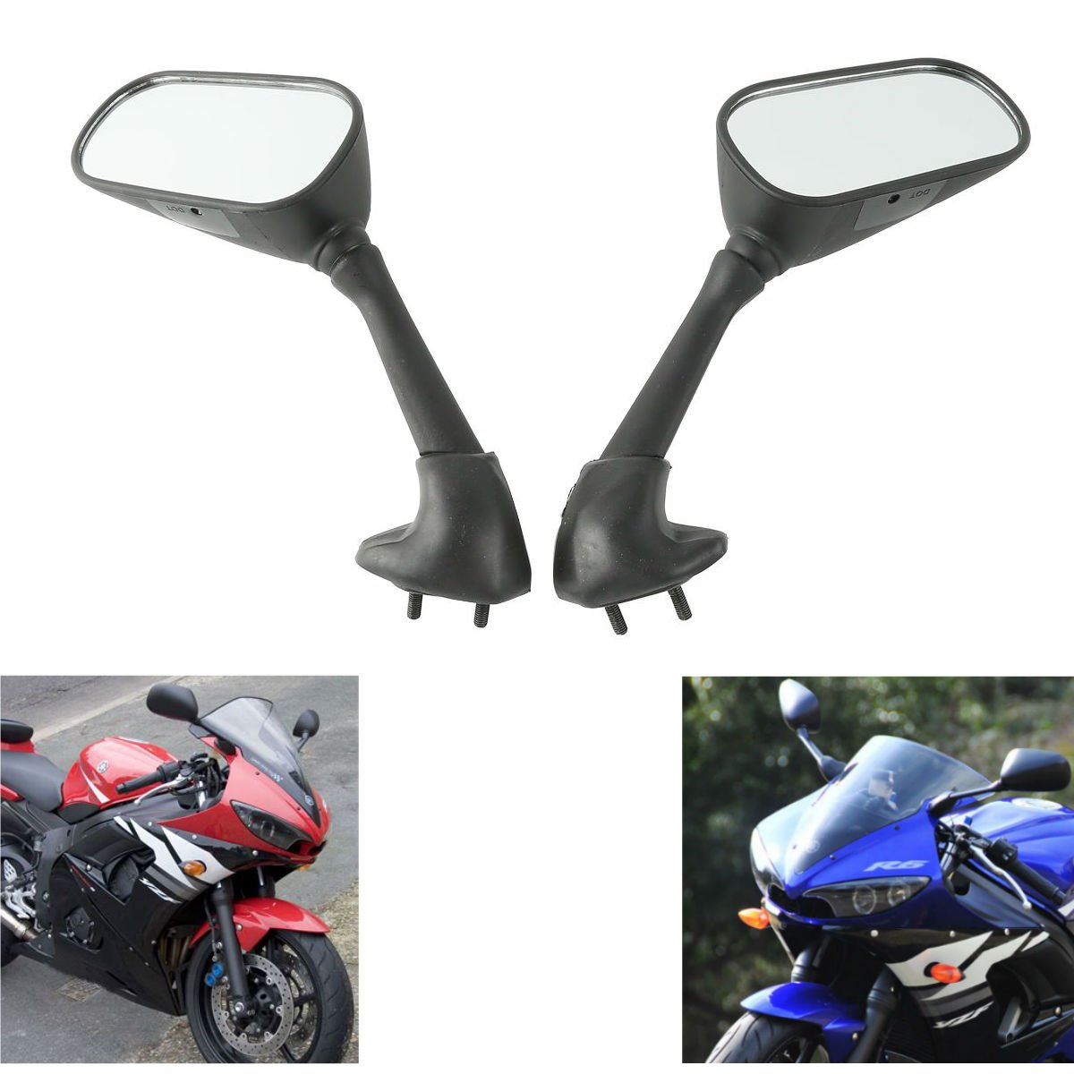 Amazon.com: MZS Motorcycle Rear View Mirrors for Yamaha YZF R1 1998-2008,  YZF R6 1998-2007: Automotive
