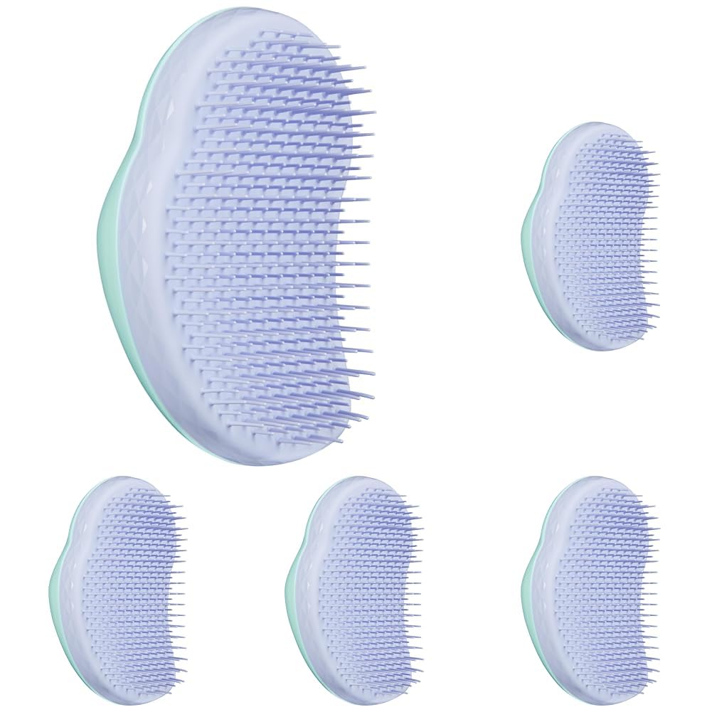 Tangle Teezer | The Fine and Fragile Detangling Hairbrush for Wet & Dry Hair | Colour Treated, Fine, Fragile Hair | Mint Violet (Pack of 5)