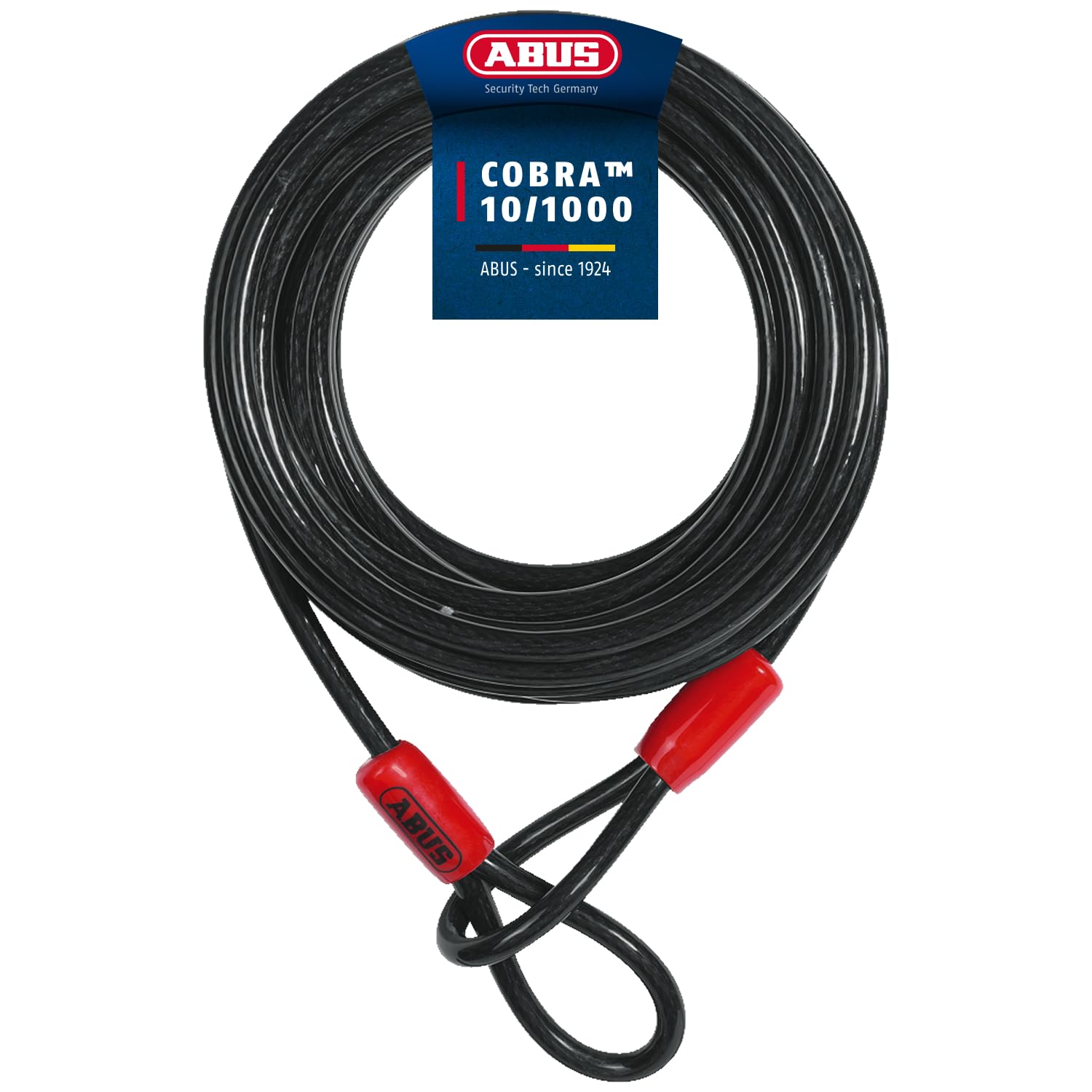 ABUS Cobra 10 loop cable - steel cable coated with plastic - security for bicycle and motorbike accessories - 10 metres long, 10 mm thick, Black — image 1