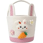 Bunny Halloween Treat Basket for Kids, Cute Candy Trick or Treat Bag, Pink | Cute bunny treat basket with a playful carrot design, perfect for trick or treating, Halloween parties, and candy