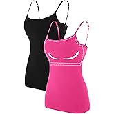 ATTRACO Women's Cotton Camisole Shelf Bra Spaghetti Straps Tank Top