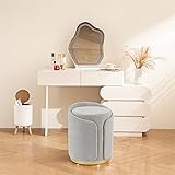 DRKAT Swivel Vanity Stool with Gold Base Comfy