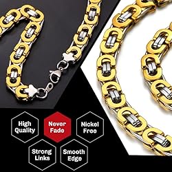 Mens Flat Byzantine Chain 10mm 24 inch Stainless