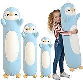 Kekeso Penguin Plush, Long Penguin Plush Pillow Ultra Soft Huggable Stuffed Animal Body Pillow for Kids Adults (Light Blue, 110cm/43.31in)