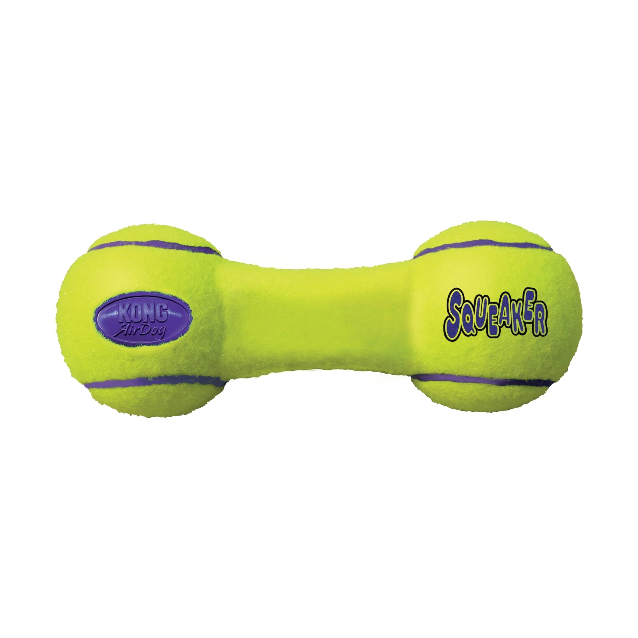 KONG - AirDog Squeaker Dumbbell - Squeaky Bounce and Fetch Toy, Tennis Ball Material - For Medium Dogs