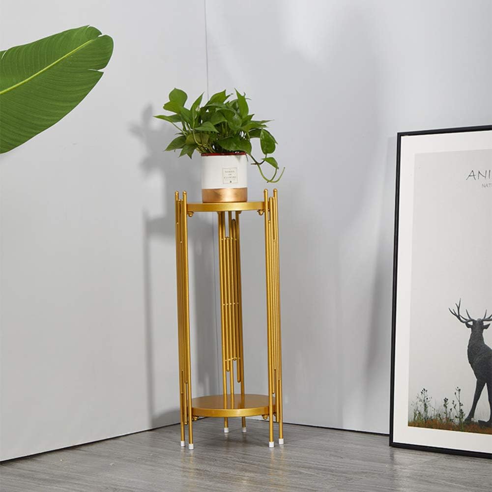 LYCIL Removable Plants Stand Indoor,Modern Tall Display Rack,Potted Plant Holder,Sturdy Flower Pot Shelf,for House Apartment Balcony Golden Height 70cm(28inch)