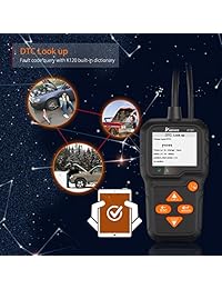 Karfans K120 (universal) OBD 2 escáner con monitor de batería de coche, lector de códigos de vehículo (monitor de sistemas de control de emisiones, comprobación rápida de códigos de avería del coche y código de error del motor) con funda de transporte gra