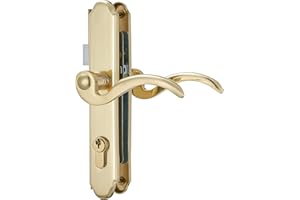 GUARDIAN BUILT Storm Door Handle Replacement Kit With Lock and Key, Gold Security Door Lever Handle Lock Set for Interior Patio and Storm Door, Waterproof and Anti-Rust Door Handle Lock Replacement (Gold)