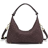 Woven Suede Hobo Bag for Women, Medium Slouchy Shoulder & Crossbody Purse with Multi-Width Woven, Longer & Adjustable Strap