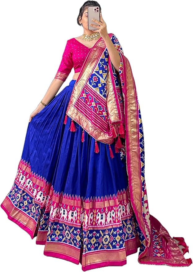 Photo 1 of FASHION BAZAR 365 Traditional Indian Lehenga Choli for WomenSilk Patola Printed Gota Patti Fabric 5812 (1, 42)