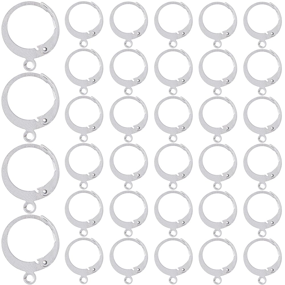 SOFPLATE 1 Box 120Pcs Huggie Earring Hooks Silver Leverback Earring Findings Bulk French Hook Stainless Steel Earwires Lever Back Dangle Earrings Wires for jewellery Making Supplies DIY Beginner Women