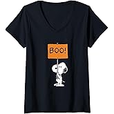 Womens Peanuts Halloween Snoopy Boo! V-Neck T-Shirt