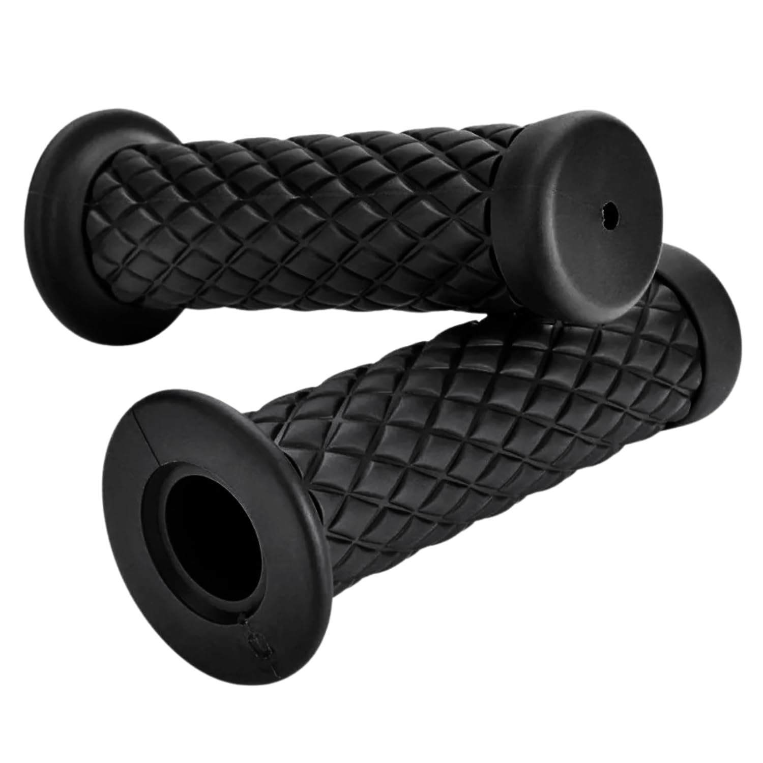 MSMint ハンドルグリップ 22.2mm ダイヤモンドパターン バイク 汎用 グリップ 左右セット ダイヤ レトロ 非貫通 ハンドル グリップ (ブラック/黒) の商品画像
