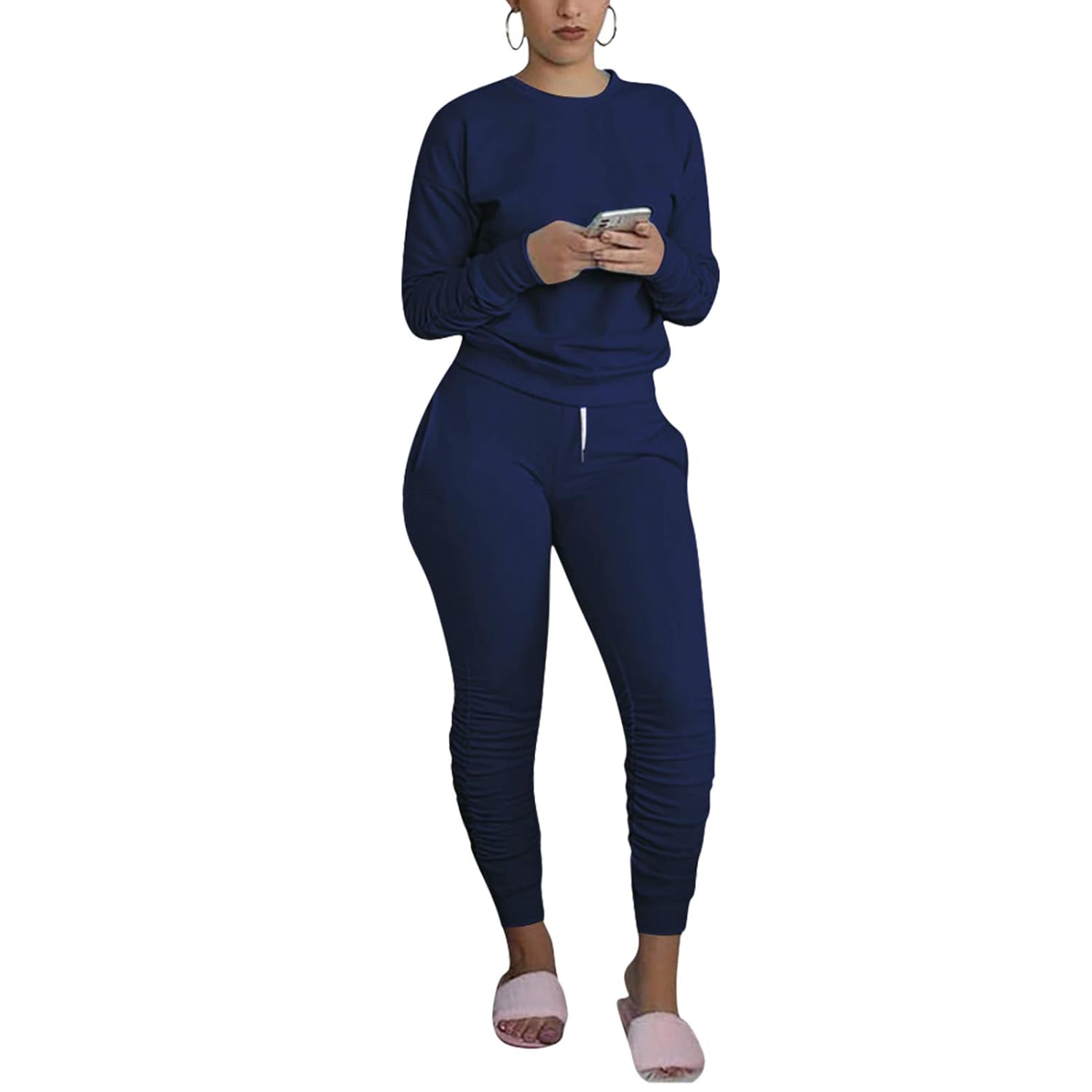 Buy Two Piece Sweatsuits for Women Long Sleeve Pullover and Drawstring