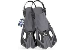 Emsina Snorkel Fins Adjustable Buckles Open Heel Swim Flippers Travel Size Short Swim Fins for Snorkeling Diving Swimming Adult Men Womens & Kids