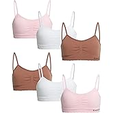 bebe Girls Bras - 6 Pack Lightweight Seamless Training Bra for Girls with Removable Pads Tag Free Bras for Teens (S-L)