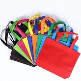 10Pcs Reusable Tote Bags Travel To-Go Shopping Grocery Bags Colorful | Non-woven Fabric with Handles for Kitchen Dining Food