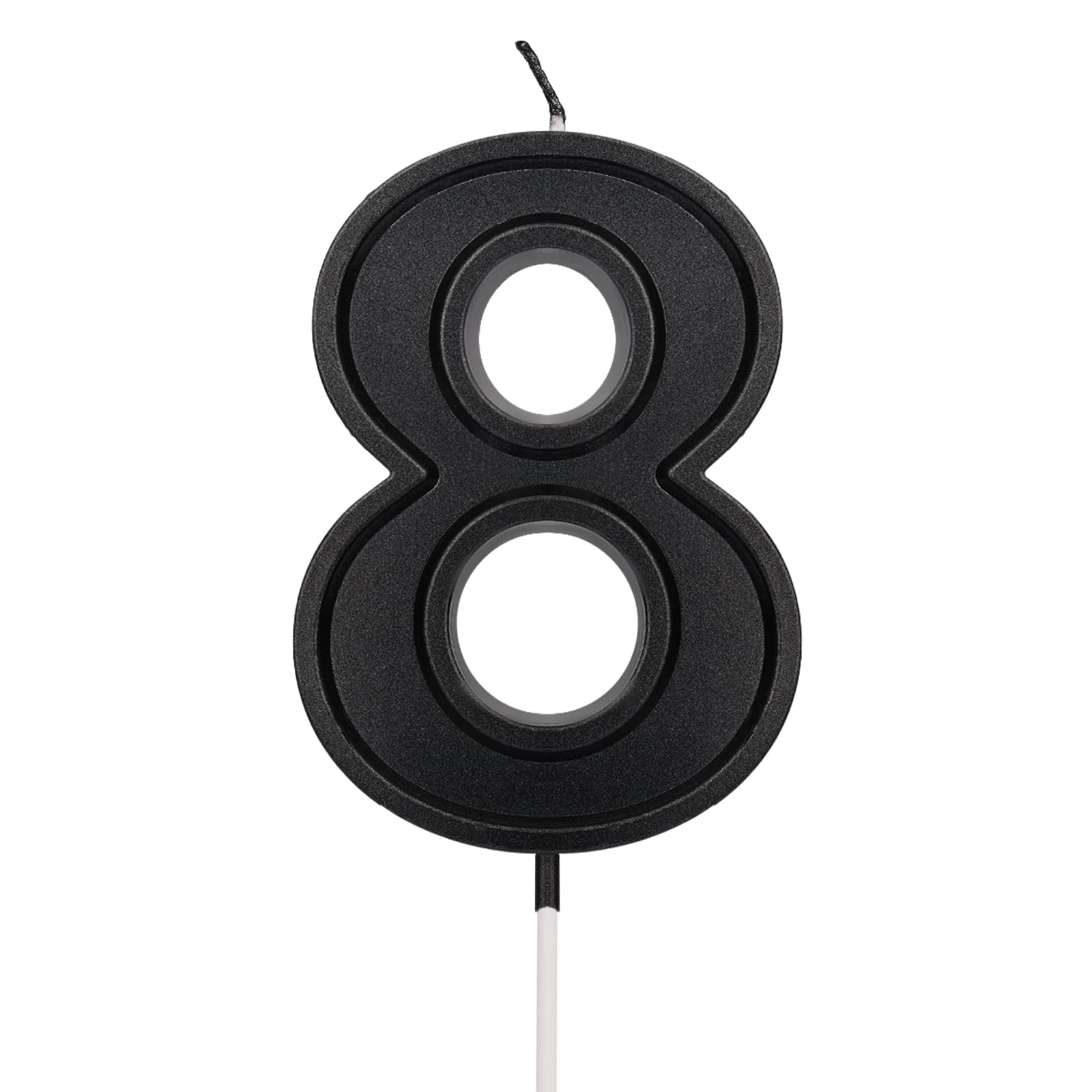 LUTER 3.94 Inch Birthday Candle, Birthday Cake Decoration, Black Number Candles, Number Candle, Birthday Number Candle, for Wedding, Party, Children, Adults, Number 8
