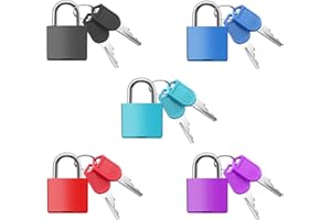 FUAXAT 5Pack Suitcase Locks with Keys, 23mm Small Luggage Padlocks Multicolor, Solid Brass Mini Padlocks for Suitcase, Luggage, Travel Bag, Backpack Zipper, Jewelry Box, Diary Books, Drawer, Toolbox