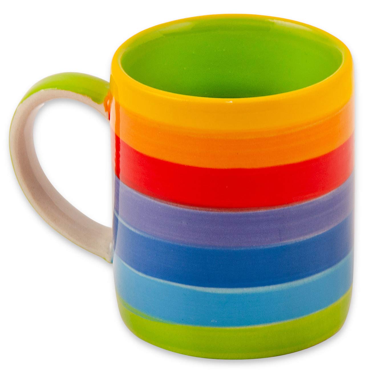 Hand Painted Rainbow Stripe Ceramic Espresso Coffee Mug
