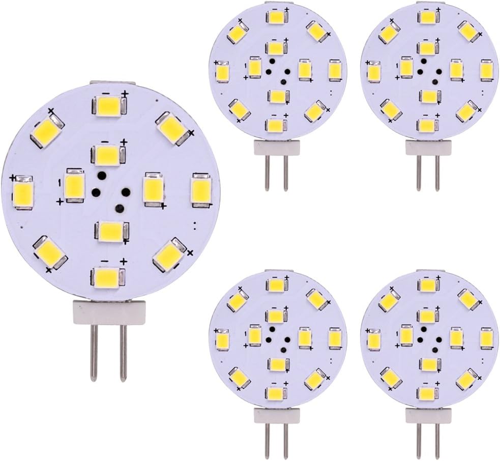 weiXuanG4 LED Bulb, 35 Watt Equivalent, Bi-Pin LED Disc, JC Side Pin, 12V-24V AC/DC Low Volt, CRI>85, 350 Lumens, Pack 5 (White)